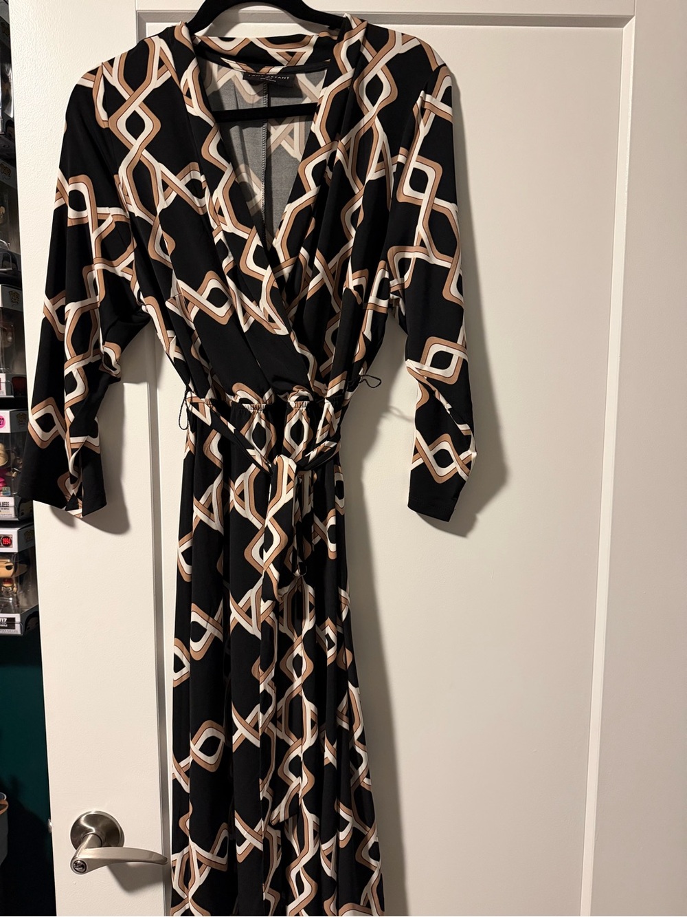 Black & Tan Geometric faux Wrap Dress - Lane Bryant 18/20